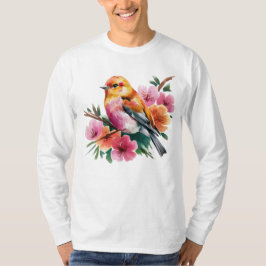 Camiseta Pájaro de flor rosa