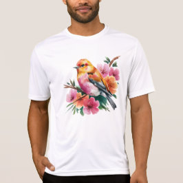 Camiseta Pájaro de flor rosa