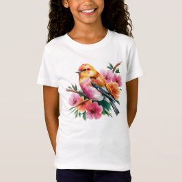 Camiseta Pájaro de Flor Rosa