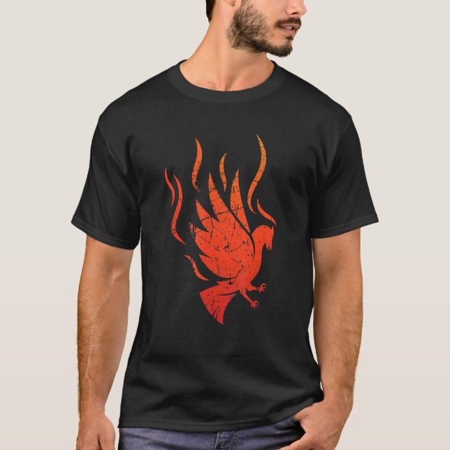 Camiseta Pájaro de Fuego Fénix Flames Mitémico (Anverso)