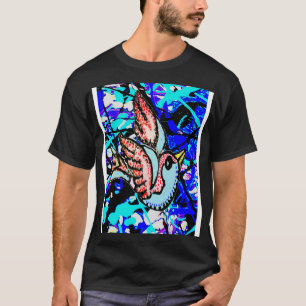 Camiseta pájaro de graffiti azul