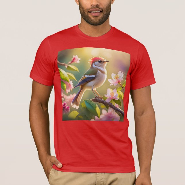 Camiseta Pájaro de la Fantasía de Warbler con cabeza roja (Anverso)