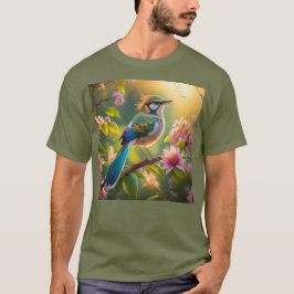 Camiseta Pájaro de la Fantasía Verde azulada con Cabecera V