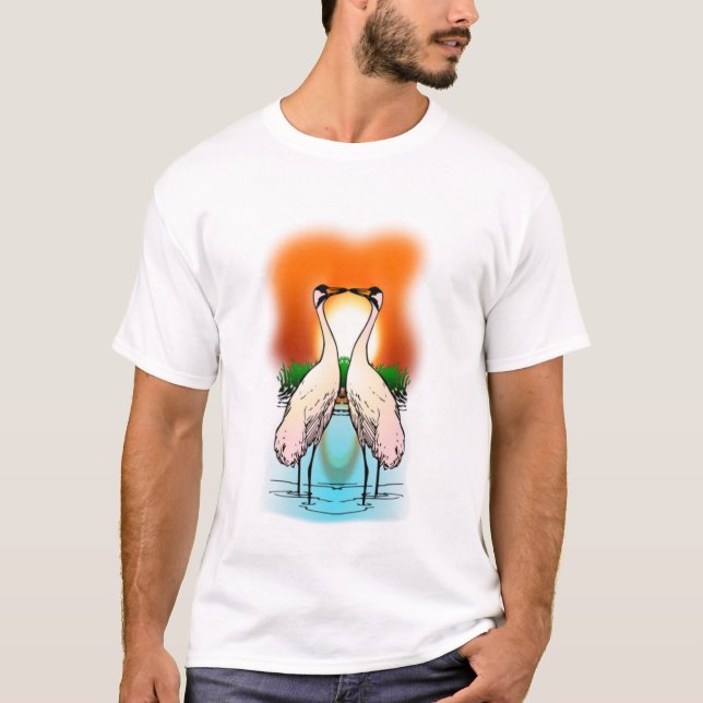 Camiseta Pájaro de la grúa - grúa que chilla de dos amores (Anverso)