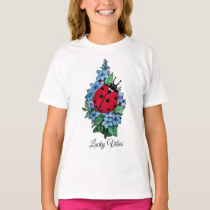 Camiseta Pájaro De Ladybird Acuarela Con Flores Salvajes Az