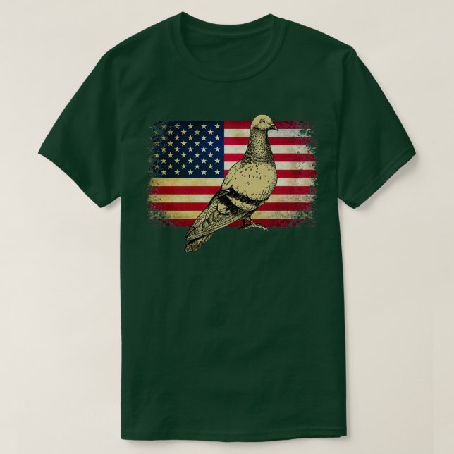 Camiseta Pájaro De Paloma 4 De Julio Bandera Americana (Diseño del anverso)