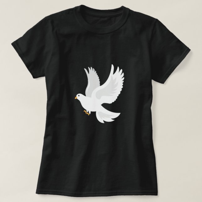 Camiseta Pájaro de paloma blanco en gris (Diseño del anverso)
