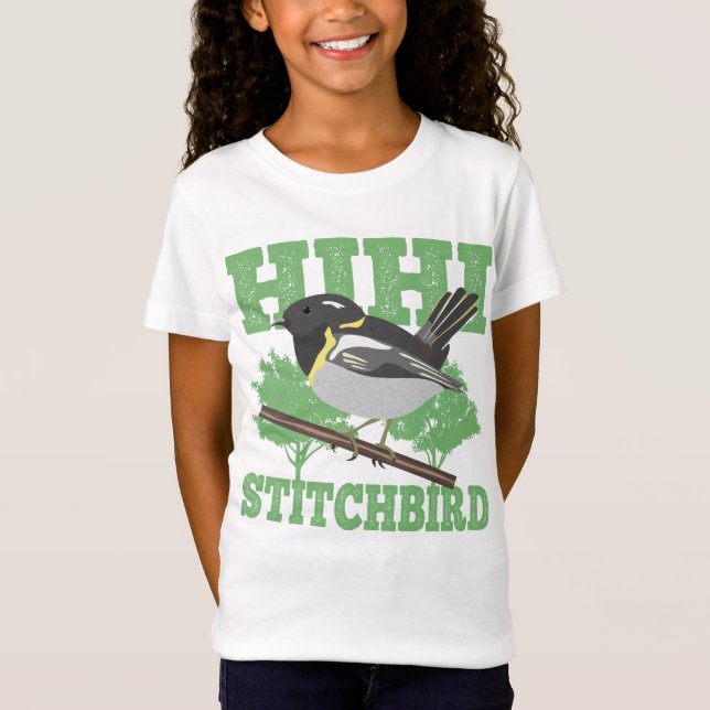 Camiseta Pájaro de Stitchbird Hihi (Anverso)