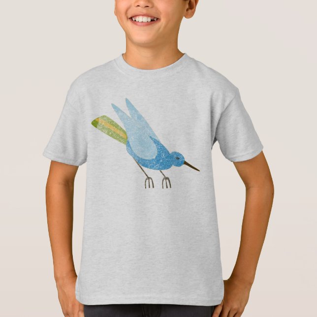 Camiseta Pájaro de un color (azul) (Anverso)