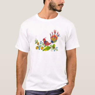 Camiseta Pájaro decorativo con flores y bayas
