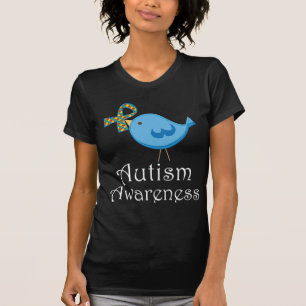 Camiseta Pájaro del autismo de la cinta del pedazo del