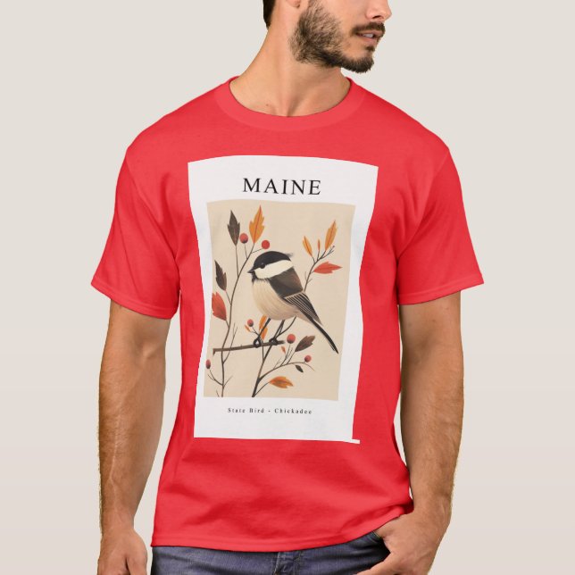 Camiseta Pájaro del estado de MAINE Chickadee (Anverso)