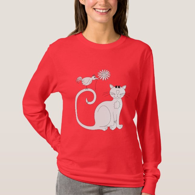 Camiseta Pájaro del gato n… la margarita (Anverso)