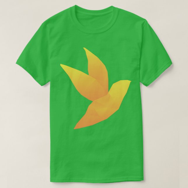 Camiseta pájaro del origami naranja (Diseño del anverso)