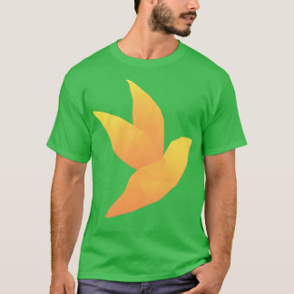 Camiseta pájaro del origami naranja