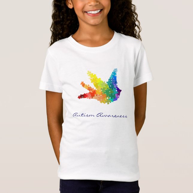 Camiseta Pájaro del rompecabezas del arco iris de la (Anverso)