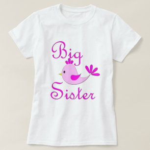 Camiseta Pájaro del rosa de la hermana grande