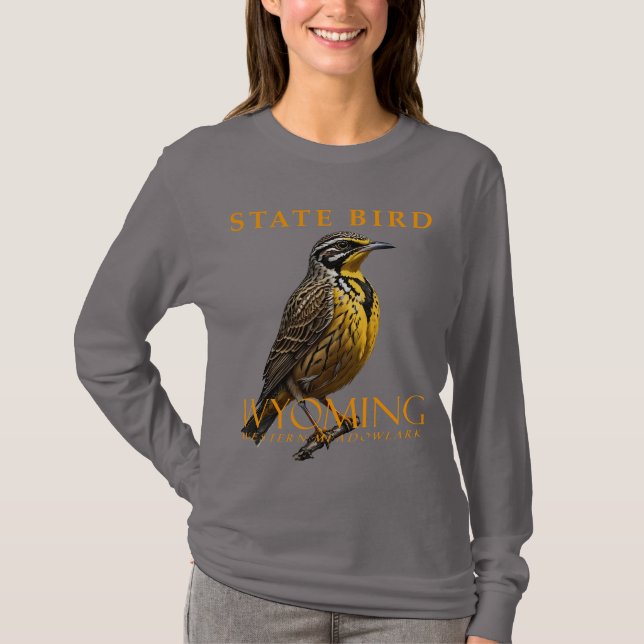 Camiseta Pájaro del Territorio Wyoming El Meadowlark Occide (Anverso)