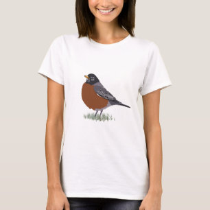 Camiseta Pájaro dibujado Digital americano rojo del