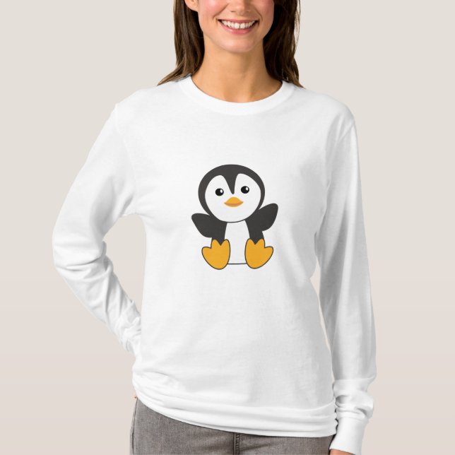 Camiseta Pájaro Divertido De Pingüino Para Niños (Anverso)