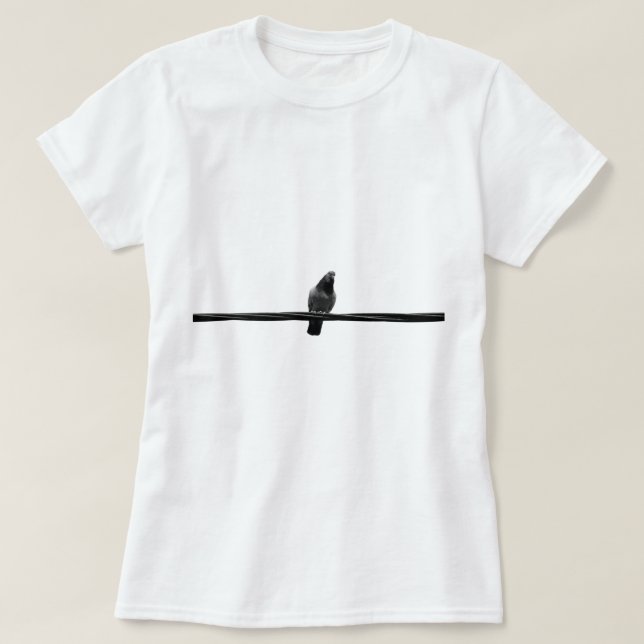 Camiseta pájaro en un alambre (Diseño del anverso)