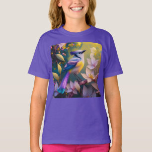 Camiseta Pájaro Fantasía de Pecho Amarillo con Cresta Viole
