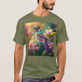 Camiseta Pájaro Fantasía Jay Arcoíris con Cresta Naranja