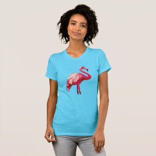 Camiseta Pájaro Flamingo Tropical Estampado Con Lentejuelas