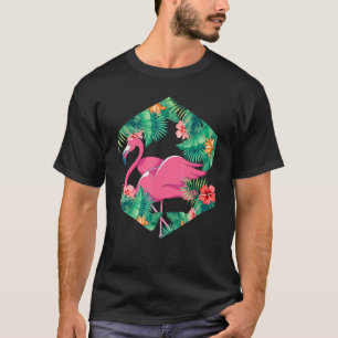 Camiseta Pájaro Flor Exótica Animal Flor Flor Pink Flamingo