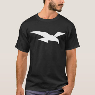 Camiseta Pájaro geométrico abstracto blanco que se eleva