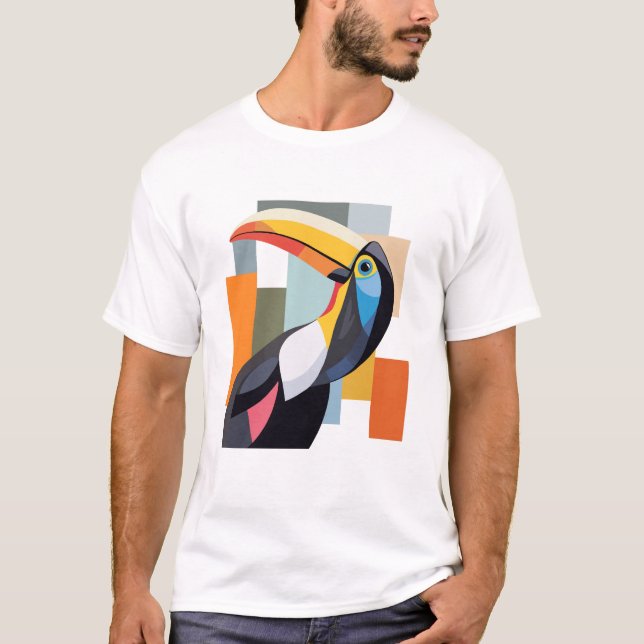 Camiseta Pájaro geométrico táctil colorido (Anverso)