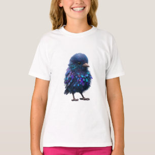 Camiseta Pájaro Infantil Pluma Galaxia Cósmica Iridescente 