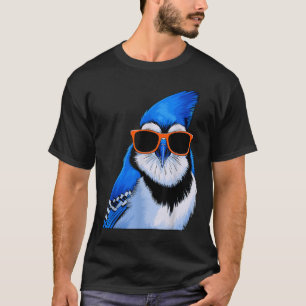 Camiseta Pájaro Jay Azul Con Sungles Mirando Aves