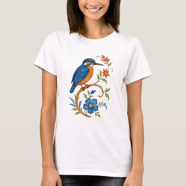 Camiseta Pájaro Kingfisher Vintage Porcelaine (Anverso)