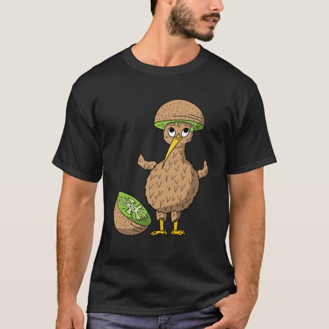 Camiseta Pájaro Kiwi con fruta Kiwi como Gorra (Anverso)