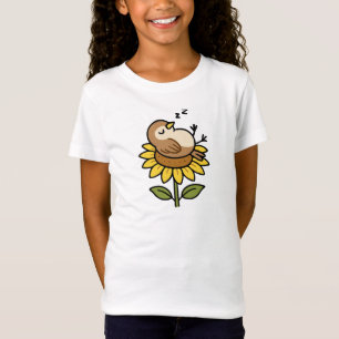 Camiseta Pájaro Lindo Durmiendo en una Flor