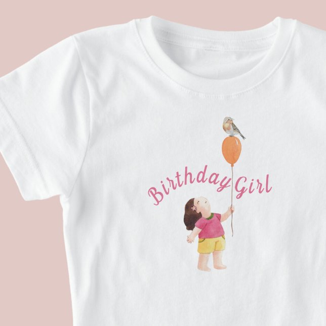Camiseta Pájaro lindo en niños con globos Fiesta de cumplea (Subido por el creador)