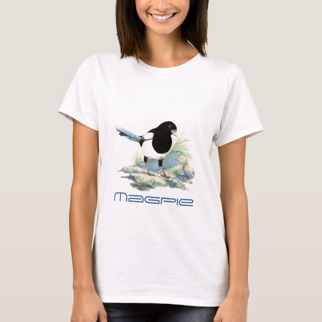 Camiseta Pájaro magpie, pájaro, naturaleza, vida silvestre, (Anverso)