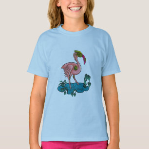 Camiseta Pájaro mecánico, flamingo rosado Mecha Robot