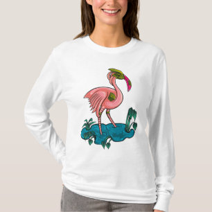 Camiseta Pájaro mecánico, flamingo rosado Mecha Robot