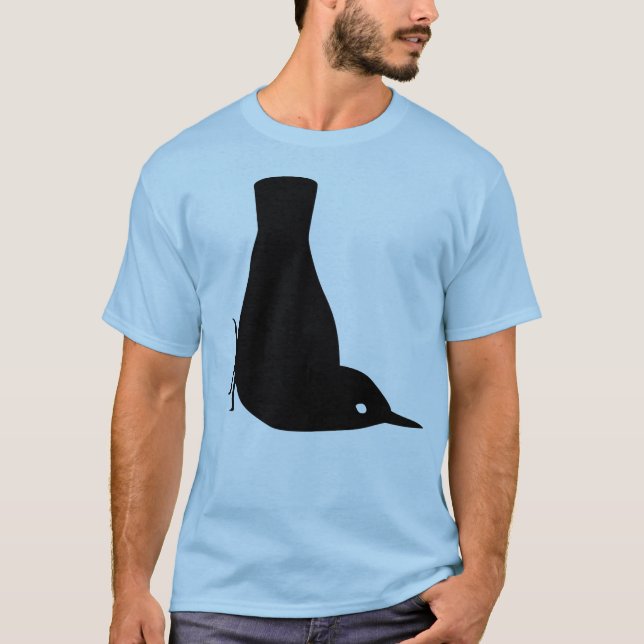 Camiseta Pájaro negro del trepatroncos que hace frente (Anverso)