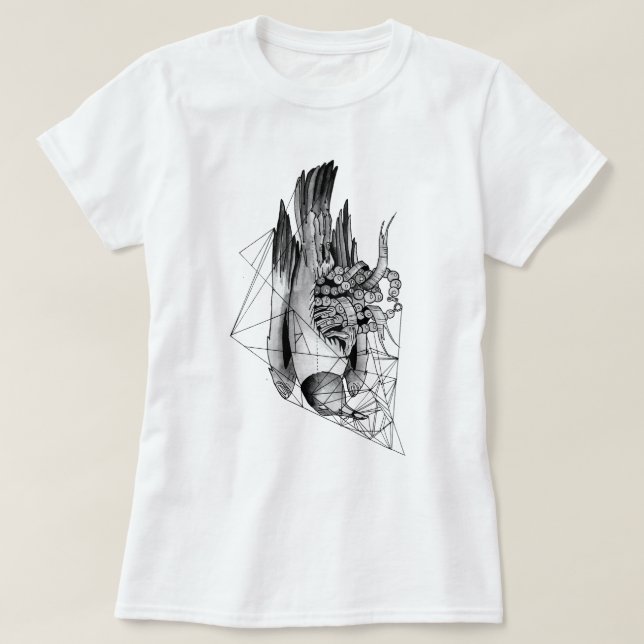 Camiseta Pájaro negro y blanco muerto (Diseño del anverso)