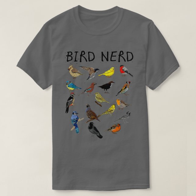 Camiseta 'Pájaro Nerado con diferentes clases de pájaro' du (Diseño del anverso)