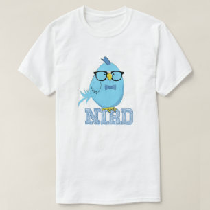 Camiseta Pájaro Nerd Azul Adorable