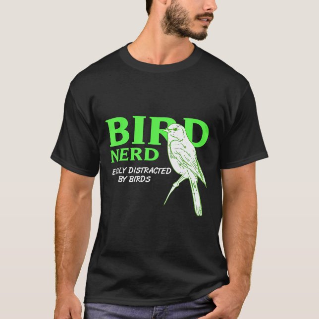 Camiseta Pájaro Nerd Fácilmente Distraído Por Pájaros Prese (Anverso)