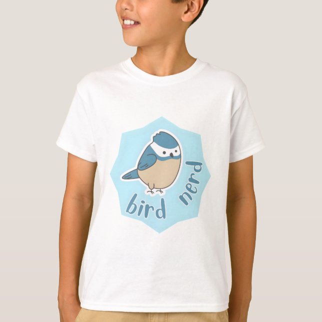 Camiseta pájaro nerd lindo pájaro azul (Anverso)