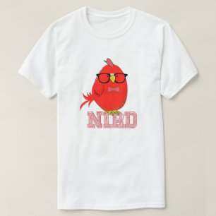 Camiseta Pájaro Nerd Lindo Pájaro Rojo con Gafas