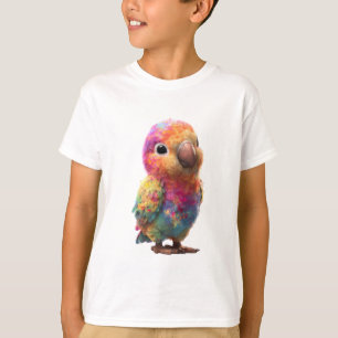 Camiseta Pájaro Niños Salpicadura Acuarela Arcoíris Vibrant