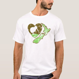 Camiseta Pájaro NUEVA ZELANDA del kiwi con un corazón del