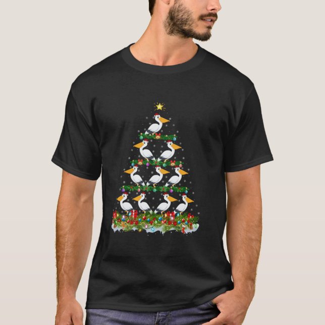 Camiseta Pájaro Pelican Xmas Tree Lighting Santa Pelican Bi (Anverso)